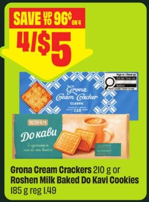 Grona Cream Crackers 210g or Roshen Milk Baked …