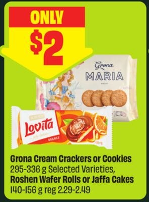 Grona Cream Crackers or Cookies 295-336 g Selec…