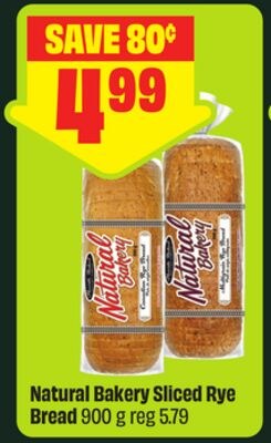 Natural Bakery Sliced Rye Bread 900 g