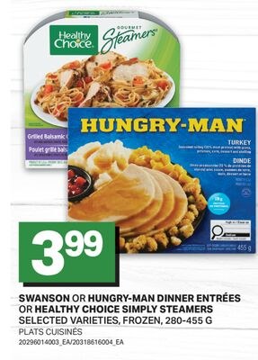 SWANSON OR HUNGRY-MAN DINNER ENTRÉES OR HEALTHY…