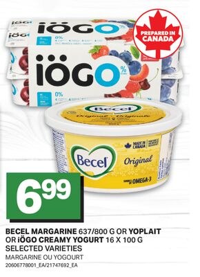 BECEL MARGARINE 637/800 G OR YOPLAIT OR iOGO CR…