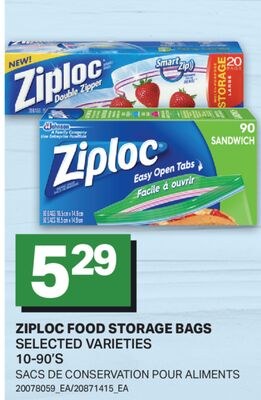 ZIPLOC FOOD STORAGE BAGS / SACS DE CONSERVATION…