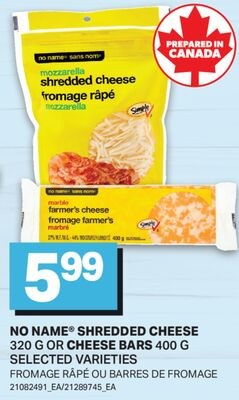 NO NAME® SHREDDED CHEESE 320 G OR CHEESE BARS 4…