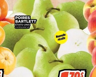 Poires Bartlett importées États-Unis