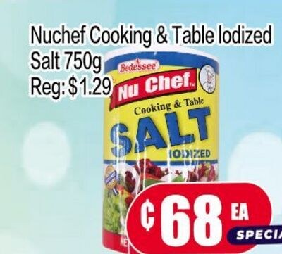 Nuchef Cooking & Table Iodized Salt 750g