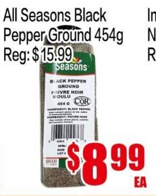 All Seasons Black Pepper Ground 454g