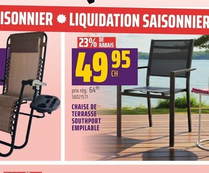 CHAISE DE TERRASSE SOUTHPORT EMPILABLE