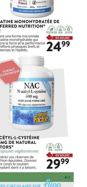 N-Acétyl-L-Cystéine 600 mg Natural Factors