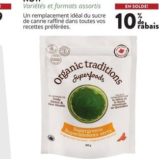 Suppléments verts d'Organic Traditions