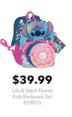 Lilo & Stitch Donut Kids Backpack Set