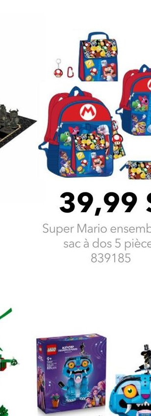 Super Mario ensemble de sac à dos 5 pièces
