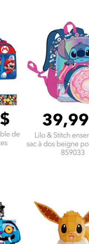 Lilo & Stitch ensemble de sac à dos beigne pour…