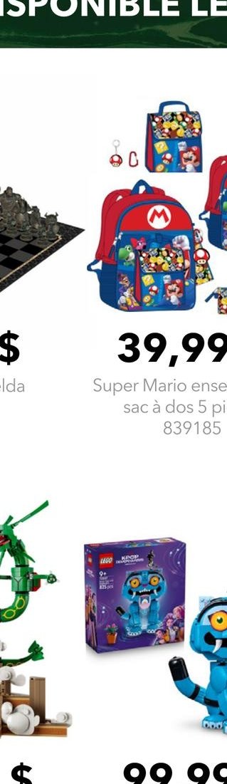 Super Mario ensemble de sac à dos 5 pièces