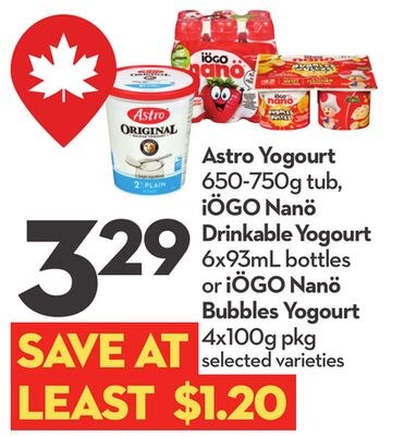 Astro Yogourt 650-750g tub, iÖGO Nanö Drinkable…