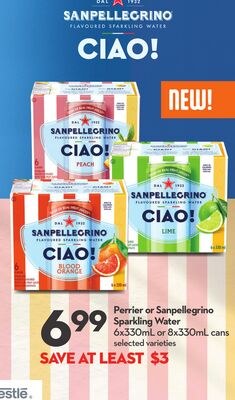 Perrier or Sanpellegrino Sparkling Water