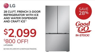28 CU.FT. FRENCH 3-DOOR REFRIGERATOR WITH ICE A…