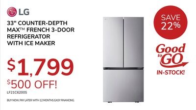 LG 33" COUNTER-DEPTH MAX™ FRENCH 3-DOOR REFRIGE…