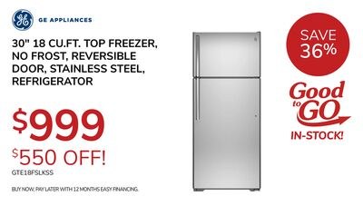 GE APPLIANCES 30" 18 CU.FT. TOP FREEZER, NO FRO…