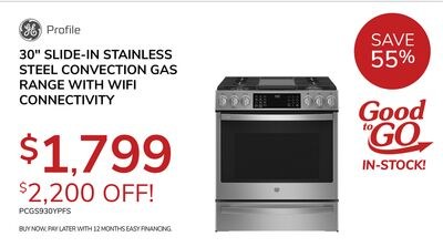 30" SLIDE-IN STAINLESS STEEL CONVECTION GAS RAN…