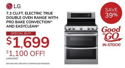 LG 7.3 CU.FT. ELECTRIC TRUE DOUBLE OVEN RANGE W…