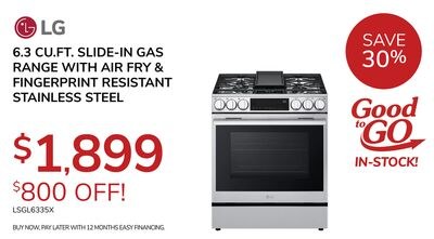 LG 6.3 CU.FT. SLIDE-IN GAS RANGE WITH AIR FRY &…