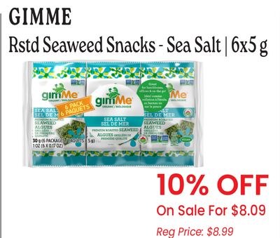 GIMME Rstd Seaweed Snacks - Sea Salt