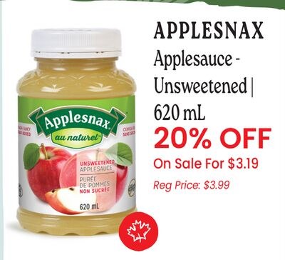 APPLESNAX Applesauce - Unsweetened