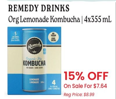 REMEDY DRINKS Org Lemonade Kombucha