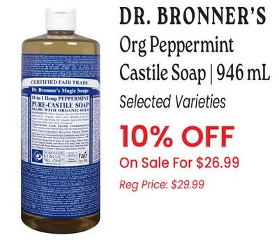 DR. BRONNER'S Org Peppermint Castile Soap