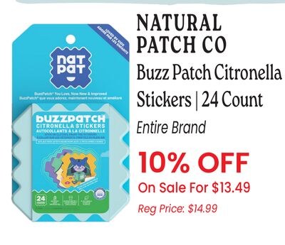 NATURAL PATCH CO Buzz Patch Citronella Stickers