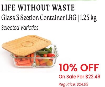 GLASS 3 SECTION CONTAINER LRG