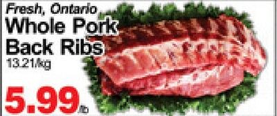 Fresh, Ontario Whole Pork Back Ribs