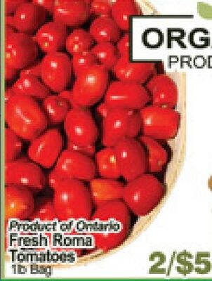 Product of Ontario Fresh Roma Tomatoes