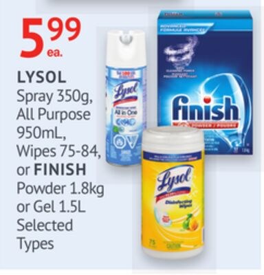 LYSOL Spray 350g, All Purpose 950ml, Wipes 75-8…