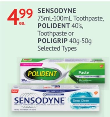 SENSODYNE 75mL-100mL Toothpaste, POLIDENT 40's,…