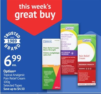 Option+ Topical Analgesic Pain Relief Cream