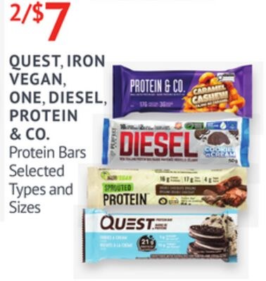 QUEST, IRON VEGAN, ONE, DIESEL, PROTEIN & CO.
