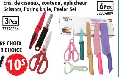 Scissors, Paring knife, Peeler Set