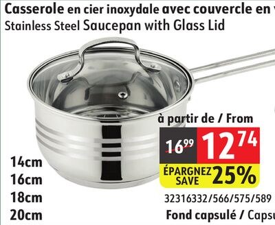Stainless Steel Saucepan with Glass Lid