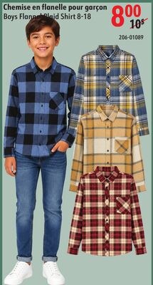 Boys Flannel Plaid Shirt 8-18