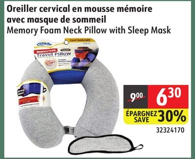 Memory Foam Neck Pillow with Sleep Mask