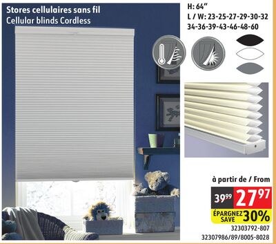 Cellular blinds Cordless