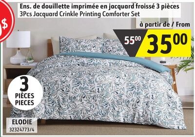 3Pcs Jacquard Crinkle Printing Comforter Set