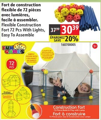 Flexible Construction Fort 72 Pcs With Lights, …