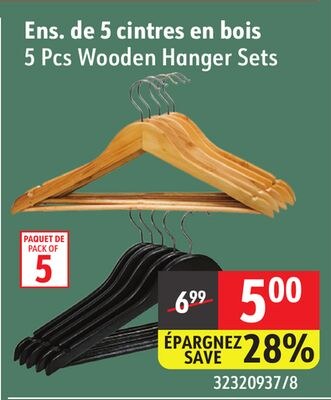 5 Pcs Wooden Hanger Sets