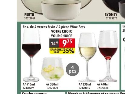 Ens. de 4 verres à vin - 4 piece Wine Sets