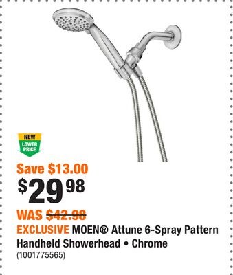 EXCLUSIVE MOEN® Attune 6-Spray Pattern Handheld…
