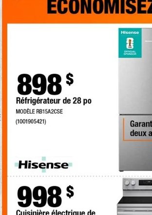 Hisense Réfrigérateur de 28 po