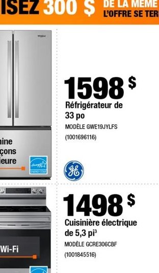 GE Réfrigérateur de 33 po