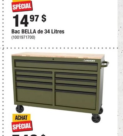 Husky Établi mobile de 52 po à 9 tiroirs avec p…